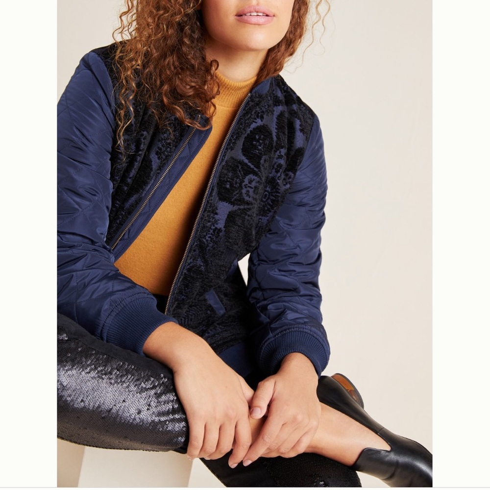 Anthropologie Clemence Quilted Bomber Jacket